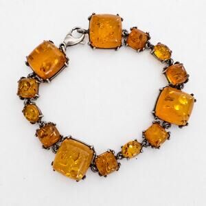 Amber Sterling Silver 925 Bracelet Vintage 16g
